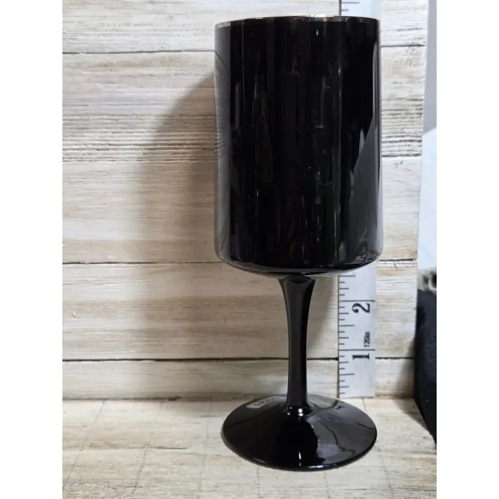 Vintage Lenox Venture Black Wine Glass Platinum Rim 6 1/4